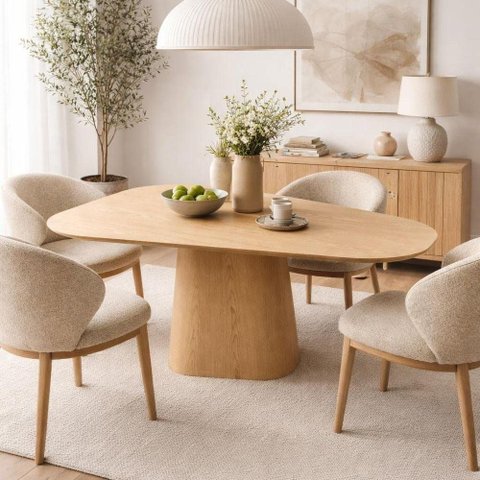 Mesa de Jantar Emma 8 Lugares Orgânica MDF 235x142cm Amadeirado