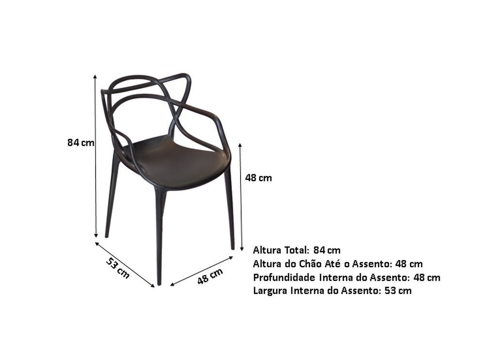 Kit c/ 4 Cadeiras Allegra Masters 100% Polipropileno Preta - 4