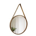 Ver imagem 1 de Espelho Decorativo Adnet Marrom Alça Corino Rajado 40 cm Redondo Marrom/Rajado, 40 cm