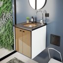Ver imagem 1 de Gabinete para Banheiro 42 cm Fenix Nero Branco/Marrom/Preto