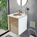 Ver imagem 1 de Gabinete para Banheiro 42cm Fenix Marmo Branco/Bege