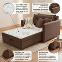 Ver imagem 5 de Sofá Cama Solteiro Linho Marrom Montreal 95cm