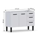 Ver imagem 3 de Gabinete para Cozinha em Aço Atena - Pia 120cm Branco
