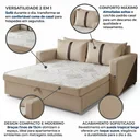 Ver imagem 5 de Sofá Cama Casal 2 Lugares Suede Bege Tropical 165cm