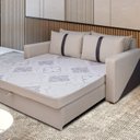 Ver imagem 1 de Sofá Cama Casal Moderno 165x100cm Suede Tropical Bege