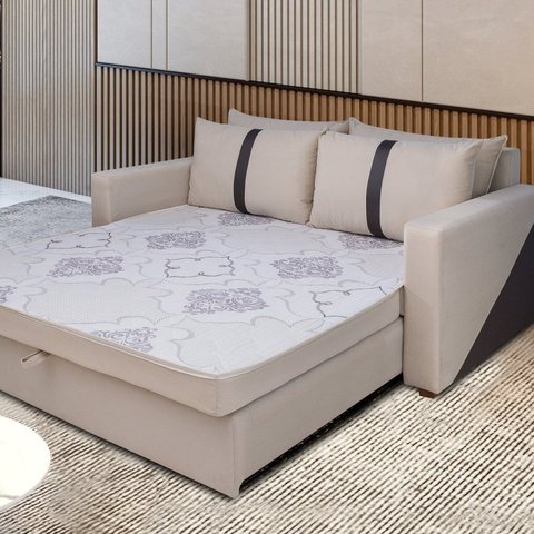 Sofá Cama Casal Moderno 165x100cm Suede Tropical Bege
