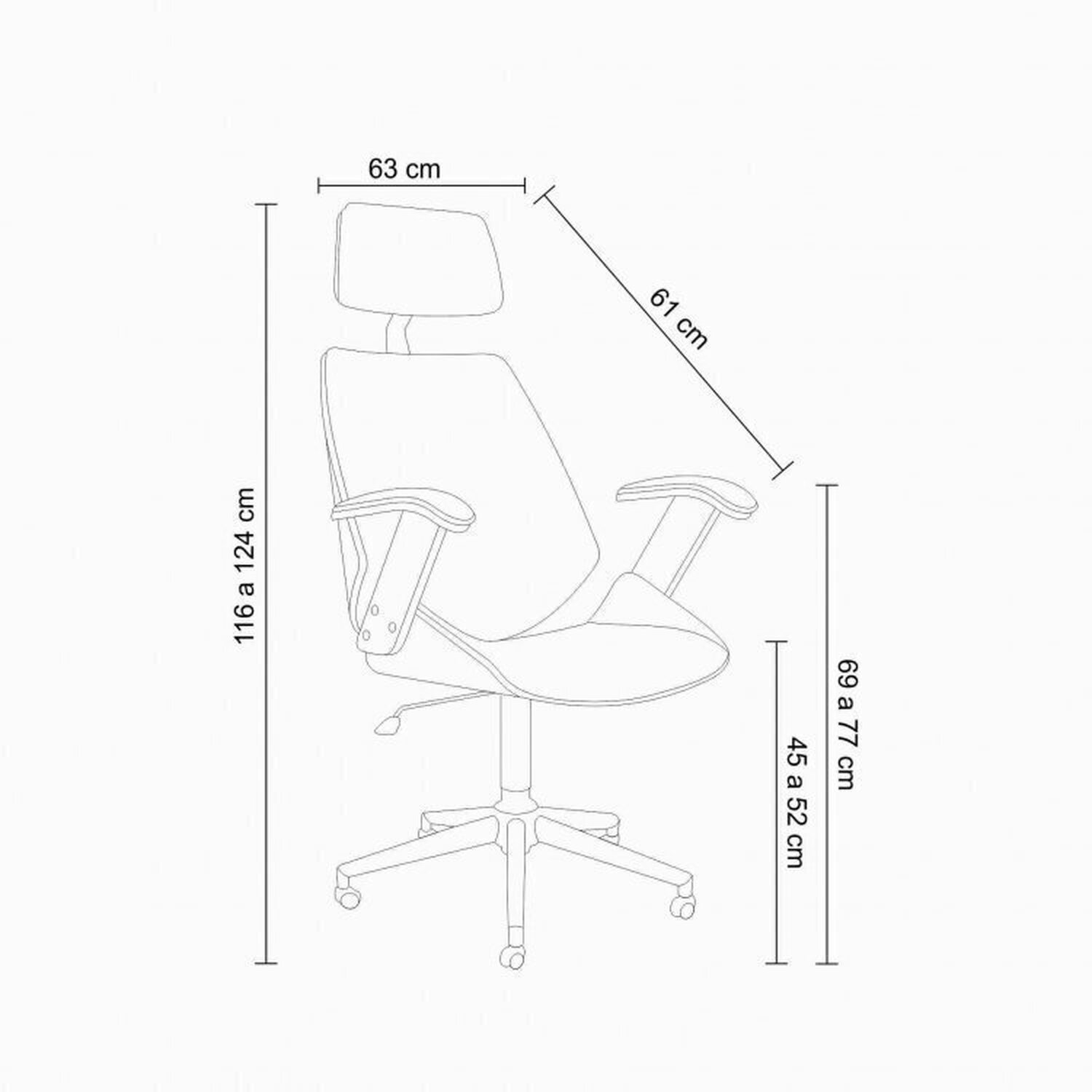 Kit 2 Cadeiras de Escritório Presidente Giratória com Apoia Cabeça Office Lisboa - 5