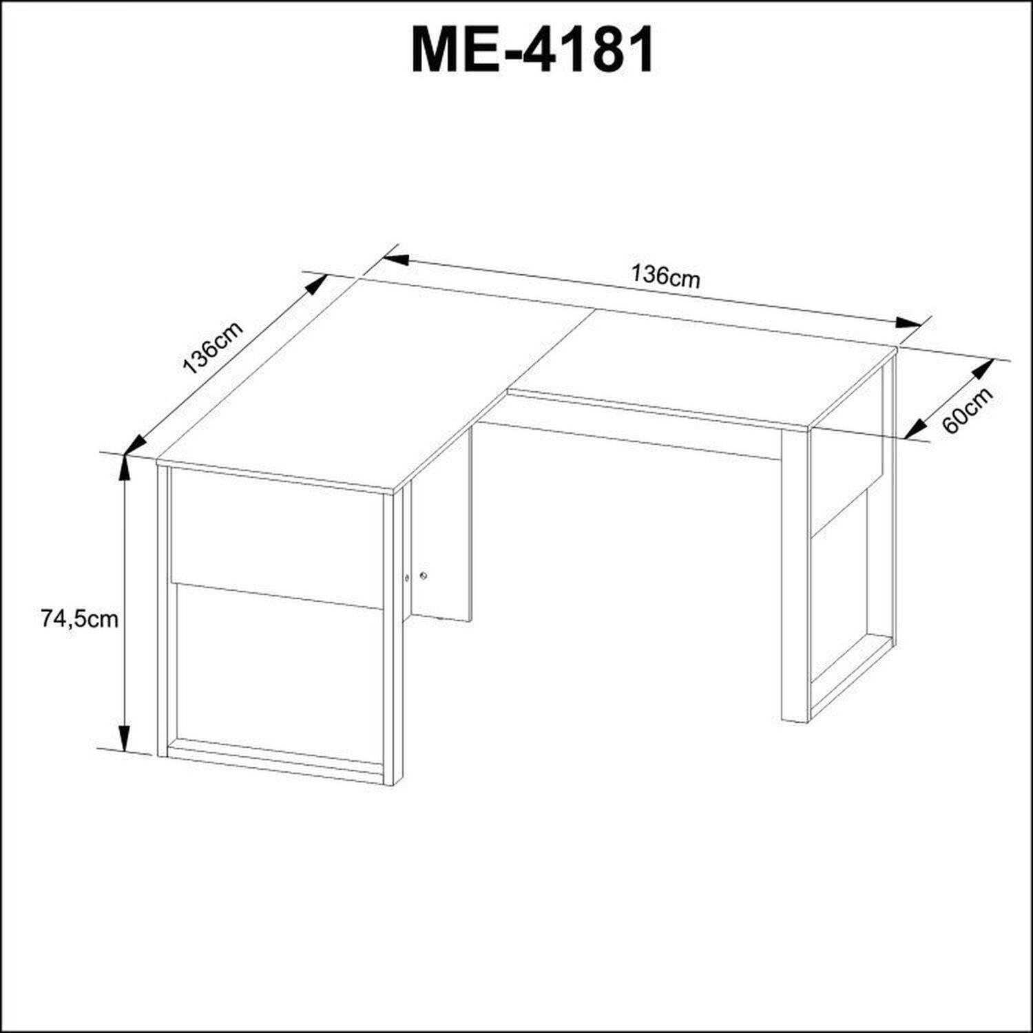 Kit 3 Peças com Escrivaninha em L, Armário com Chave e Estante Alta - 8