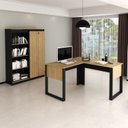 Ver imagem 1 de Kit 3 Peças com Escrivaninha em L, Armário com Chave e Estante Alta