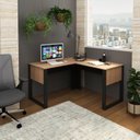 Ver mais imagens de Escrivaninha Mesa Escritório em L 136x135cm com Gaveteiro 3 Gavetas com Chave