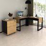 Escrivaninha em L 136x135cm com Gaveteiro 3 Gavetas com Chave - 1