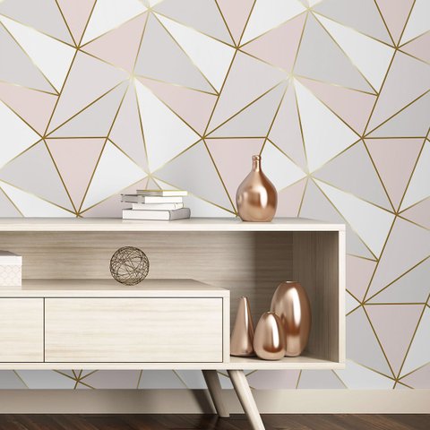 Papel de Parede Adesivo Zara Tons de Rose Gold Rolo 5m