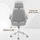 Ver imagem 7 de Kit 4 Cadeiras de Escritório Presidente Giratória com Apoia Cabeça Office Lisboa Branco/Marrom Rivatti