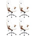 Ver imagem 1 de Kit 4 Cadeiras de Escritório Presidente Giratória com Apoia Cabeça Office Lisboa Branco/Marrom Rivatti