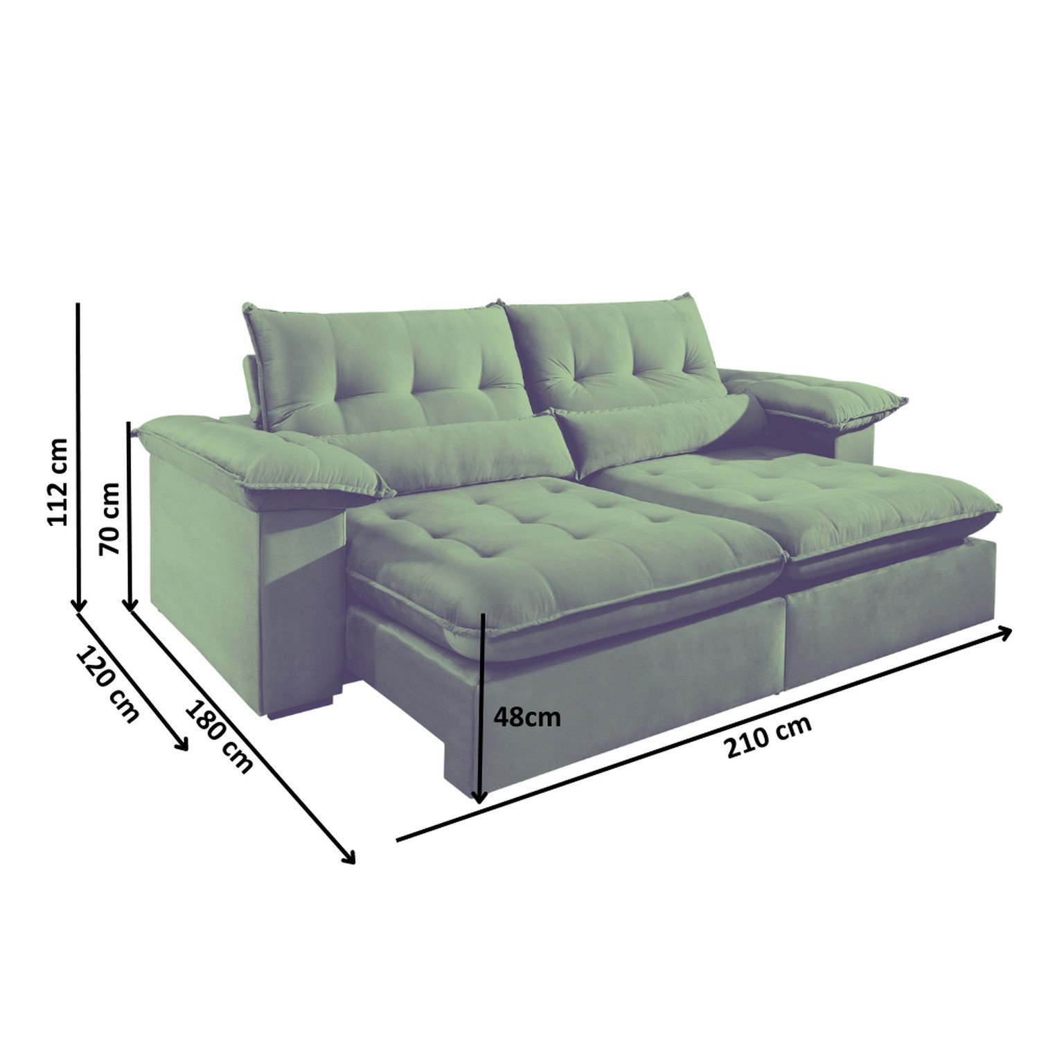 Sofá Retrátil e Reclinável Molas Ensacadas 3 Lugares 210cm Braço 25 Alphaville - 3