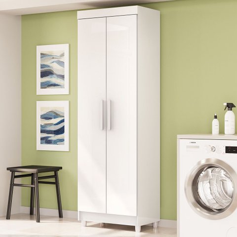 Armário Multiuso 2 Portas 60cm Hebrom V01 Branco - Lyam Decor