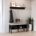 Ver imagem 6 de Sapateira Banco Estofada 93cm Pé Madeira Oslo Preto/Nero