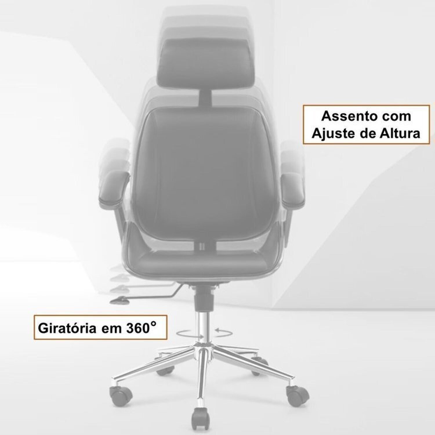 Kit 8 Cadeiras de Escritório Presidente Giratória com Apoia Cabeça Office Lisboa - 7