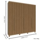 Ver imagem 3 de Guarda Roupa Casal 6 Portas em MDF New Honduras Móveis Rimo - Carvalho/Jequitibá