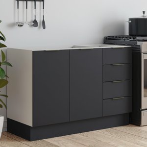 Balcão Pia 120cm sem Tampo com Rodapé Puxador 150mm Ipanema CabeCasa MadeiraOriginals