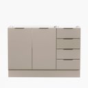 Ver mais imagens de Balcão Pia Planejado 120cm sem Tampo com Rodapé Puxador 150mm Ipanema CabeCasa MadeiraOriginals Branco/Fendi Trama