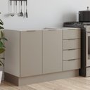 Ver imagem 1 de Balcão Pia Planejado 120cm sem Tampo com Rodapé Puxador 150mm Ipanema CabeCasa MadeiraOriginals Branco/Fendi Trama