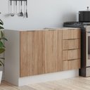 Ver imagem 1 de Balcão Pia Planejado 120cm sem Tampo com Rodapé Puxador 150mm Ipanema CabeCasa MadeiraOriginals Branco/Acácia