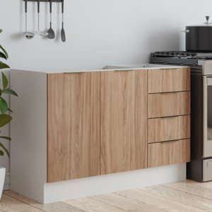 Balcão Pia 120cm sem Tampo com Rodapé Puxador 150mm Ipanema CabeCasa MadeiraOriginals