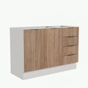 Ver imagem 7 de Balcão Pia Planejado 120cm sem Tampo com Rodapé Puxador 150mm Ipanema CabeCasa MadeiraOriginals Branco/Acácia