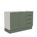 Ver imagem 7 de Balcão Pia Planejado 120cm sem Tampo com Rodapé Puxador 150mm Ipanema CabeCasa MadeiraOriginals Branco/Verde Folha