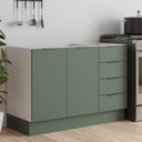 Ver imagem 1 de Balcão Pia Planejado 120cm sem Tampo com Rodapé Puxador 150mm Ipanema CabeCasa MadeiraOriginals Branco/Verde Folha