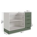 Ver imagem 2 de Balcão Pia Planejado 120cm sem Tampo com Rodapé Puxador 150mm Ipanema CabeCasa MadeiraOriginals Branco/Verde Folha