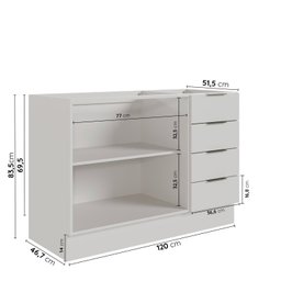 Balcão Pia 120cm sem Tampo com Rodapé Puxador 150mm Ipanema CabeCasa MadeiraMadeira - 2