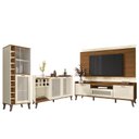 Ver imagem 1 de Sala de Estar Arcade 1.8 Rack Bancada com Painel, Buffet Aparador e Cristaleira Nature/Off White - P