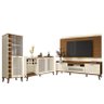 Sala de Estar Arcade 1.8 Rack Bancada com Painel, Buffet Aparador e Cristaleira Nature/Off White - P - 1