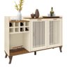 Sala de Estar Arcade 1.8 Rack Bancada com Painel, Buffet Aparador e Cristaleira Nature/Off White - P - 6