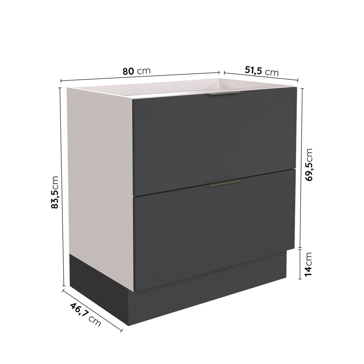 Balcão 2 Gavetões com Gaveta Auxiliar sem Tampo com Rodapé Puxador 150mm Ipanema CabeCasa MadeiraMadeira - 2