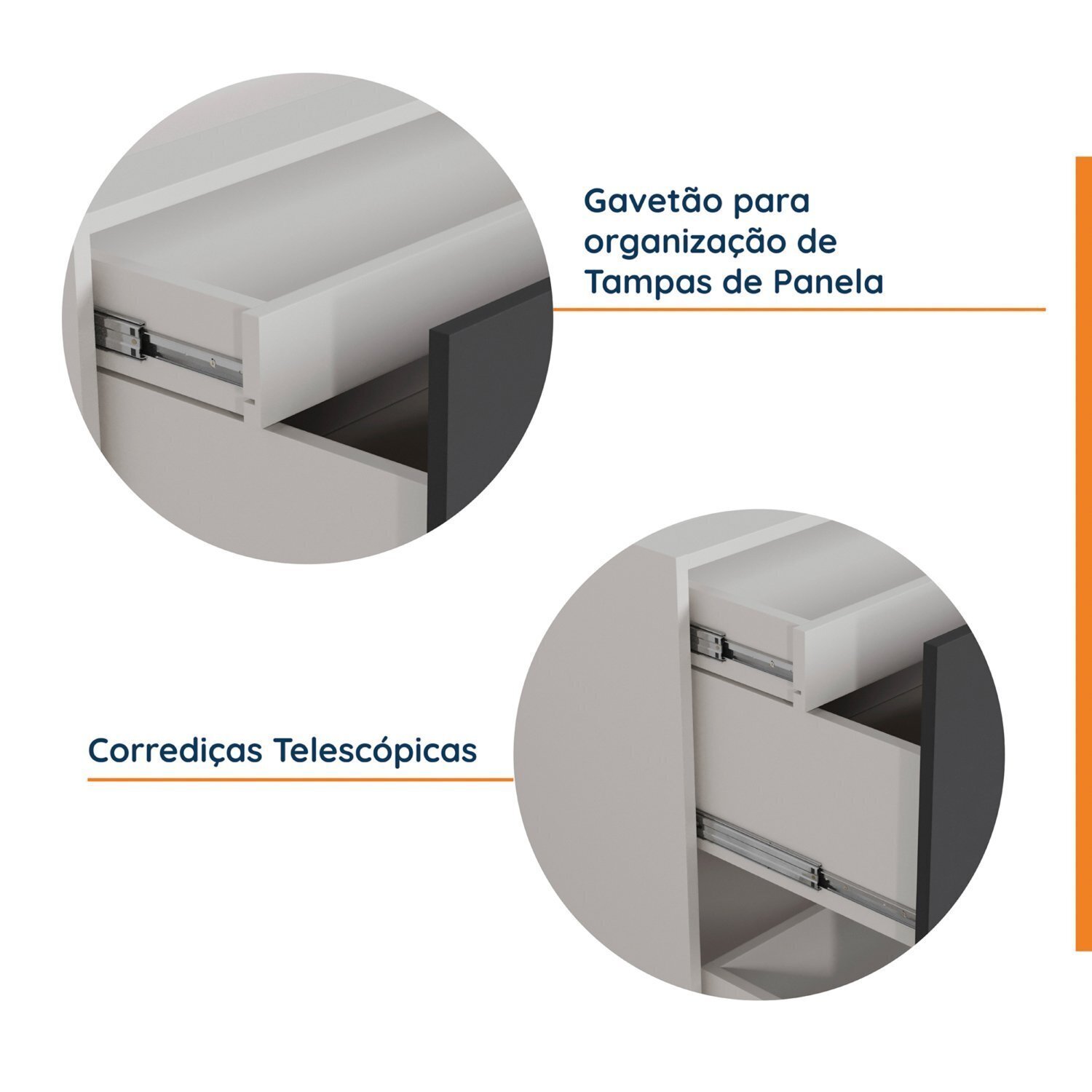 Balcão 2 Gavetões com Gaveta Auxiliar sem Tampo com Rodapé Puxador 150mm Ipanema CabeCasa MadeiraMadeira - 6