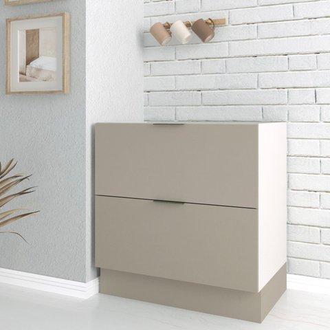 Balcão 2 Gavetões e 1 Gaveta Auxiliar sem Tampo 150cm Ipanema CabeCasa MadeiraOriginals Bege/Fendi Trama/Branco