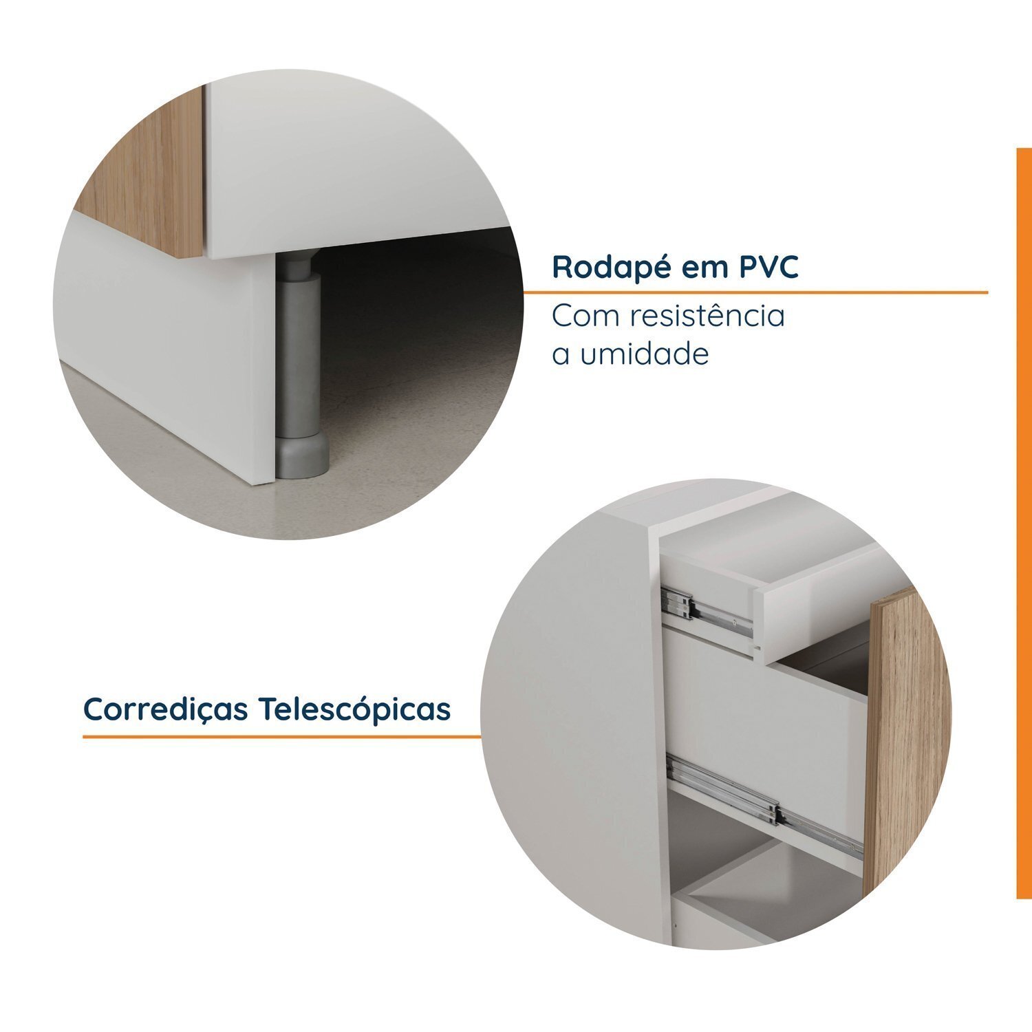 Balcão 2 Gavetões com Gaveta Auxiliar sem Tampo com Rodapé Puxador 150mm Ipanema CabeCasa MadeiraMadeira - 6