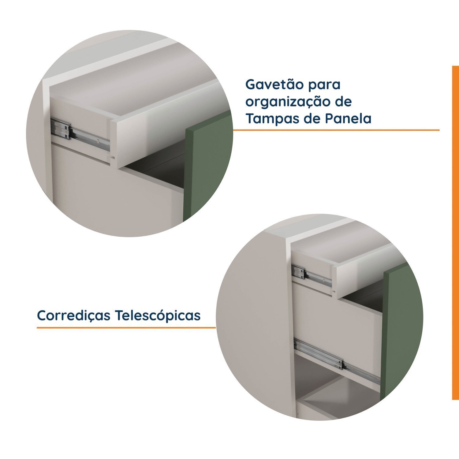 Balcão 2 Gavetões com Gaveta Auxiliar sem Tampo com Rodapé Puxador 150mm Ipanema CabeCasa MadeiraMadeira - 6