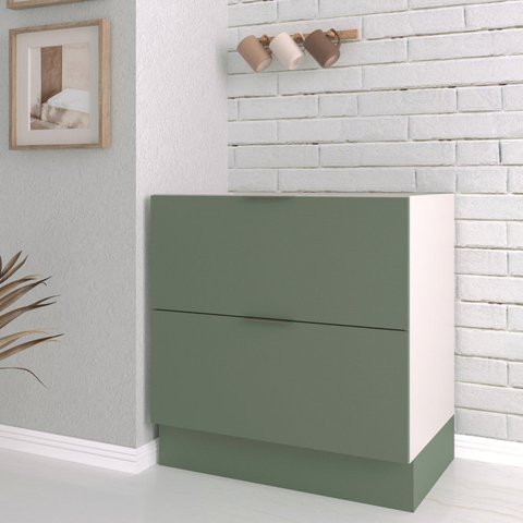Balcão 2 Gavetões e 1 Gaveta Auxiliar sem Tampo 150cm Ipanema CabeCasa MadeiraOriginals Verde/Folha/Branco