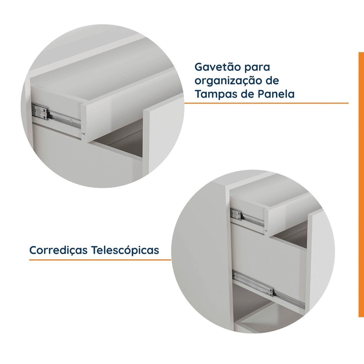 Balcão 2 Gavetões com Gaveta Auxiliar sem Tampo com Rodapé Puxador 150mm Ipanema CabeCasa MadeiraMadeira - 6