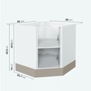 Ver imagem 2 de Balcão Canto Oblíquo sem Tampo com Rodapé Puxador 150mm Ipanema CabeCasa MadeiraOriginals Bege/Fendi Trama/Branco