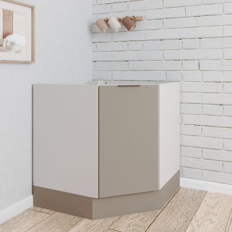 Balcão Canto Oblíquo sem Tampo com Rodapé Puxador 150mm Ipanema CabeCasa MadeiraOriginals