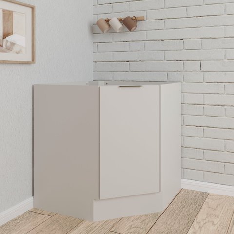 Balcão Canto Oblíquo sem Tampo com Rodapé Puxador 150mm Ipanema CabeCasa MadeiraOriginals