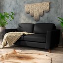 Ver imagem 1 de Sofá Sala de Estar Living 3 Lugares 260cm Presley Pés Madeira Couro Preto G52 - Gran Belo