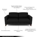 Ver imagem 3 de Sofá Sala de Estar Living 3 Lugares 260cm Presley Pés Madeira Couro Preto G52 - Gran Belo