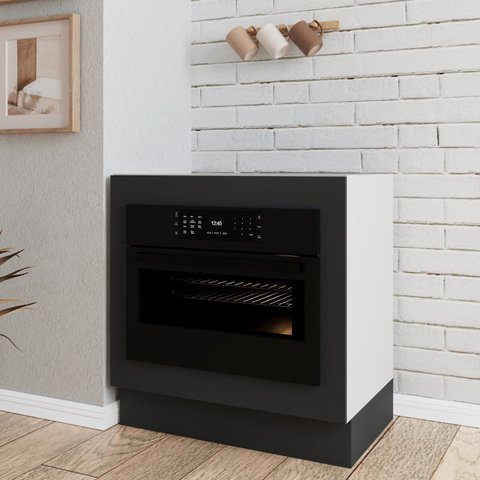 Balcão Forno de Embutir sem Tampo com Rodapé Ipanema CabeCasa MadeiraOriginals Cinza/Grafite Trama/Branco