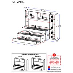 Tricama de Solteiro com Guarda Roupa Dublin Multimóveis Mp4034 Branca - 4